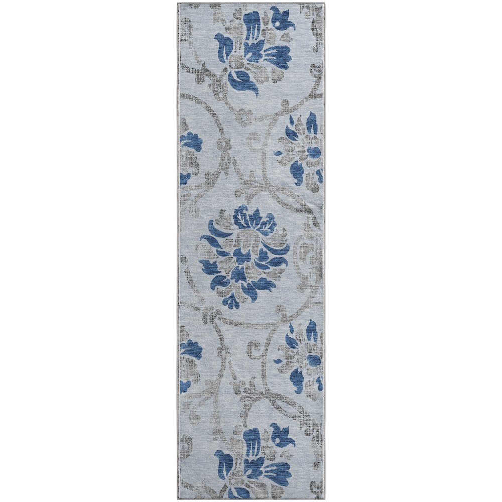 Premium Machine Washable Mayfield AMF762 Sky 2'3" x 7'6" Runner Rug. Picture 1