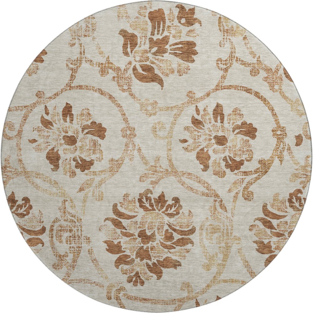 Premium Machine Washable Mayfield AMF762 Terracotta 8' x 8' Round Rug. Picture 1