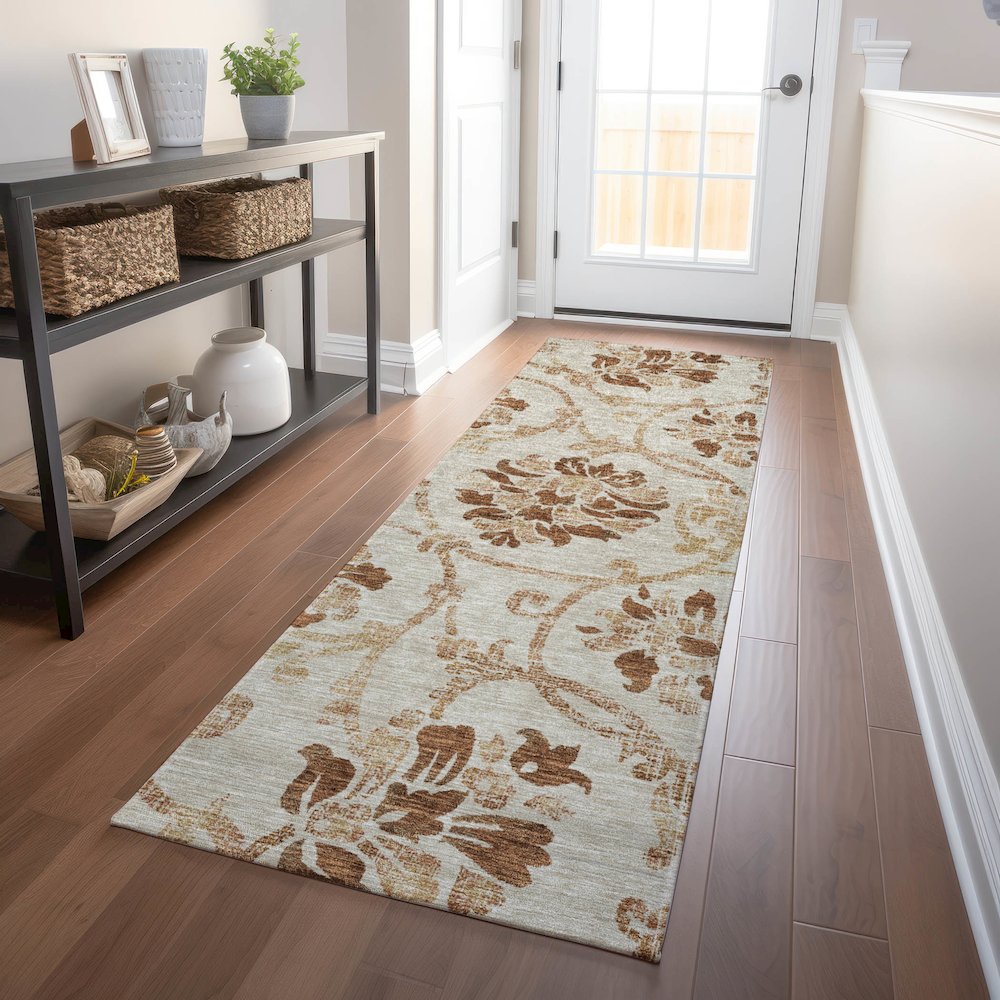 Premium Machine Washable Mayfield AMF762 Terracotta 2'3" x 7'6" Runner Rug. Picture 5
