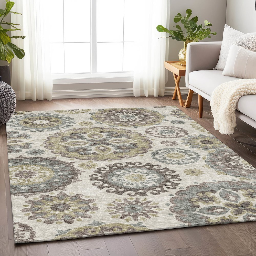 Premium Machine Washable Mayfield AMF763 Beige 2'6" x 3'10" Rug. Picture 5