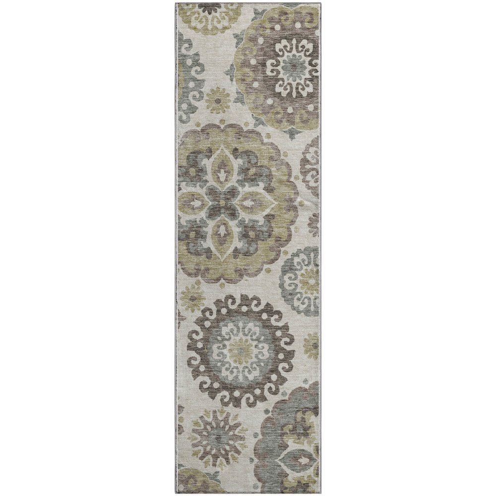 Premium Machine Washable Mayfield AMF763 Beige 2'3" x 7'6" Runner Rug. Picture 1