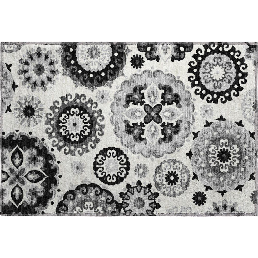 Premium Machine Washable Mayfield AMF763 Black 1'8" x 2'6" Rug. Picture 1