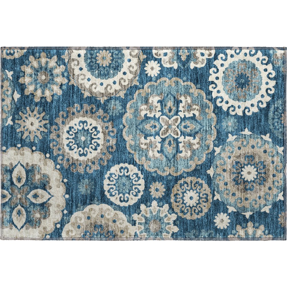 Premium Machine Washable Mayfield AMF763 Blue 1'8" x 2'6" Rug. Picture 1