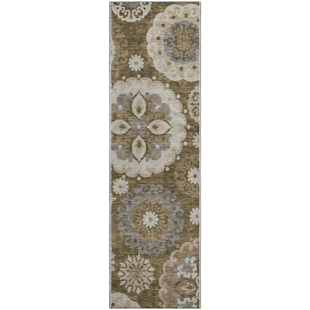 Premium Machine Washable Mayfield AMF763 Brown 2'3" x 7'6" Runner Rug. Picture 1