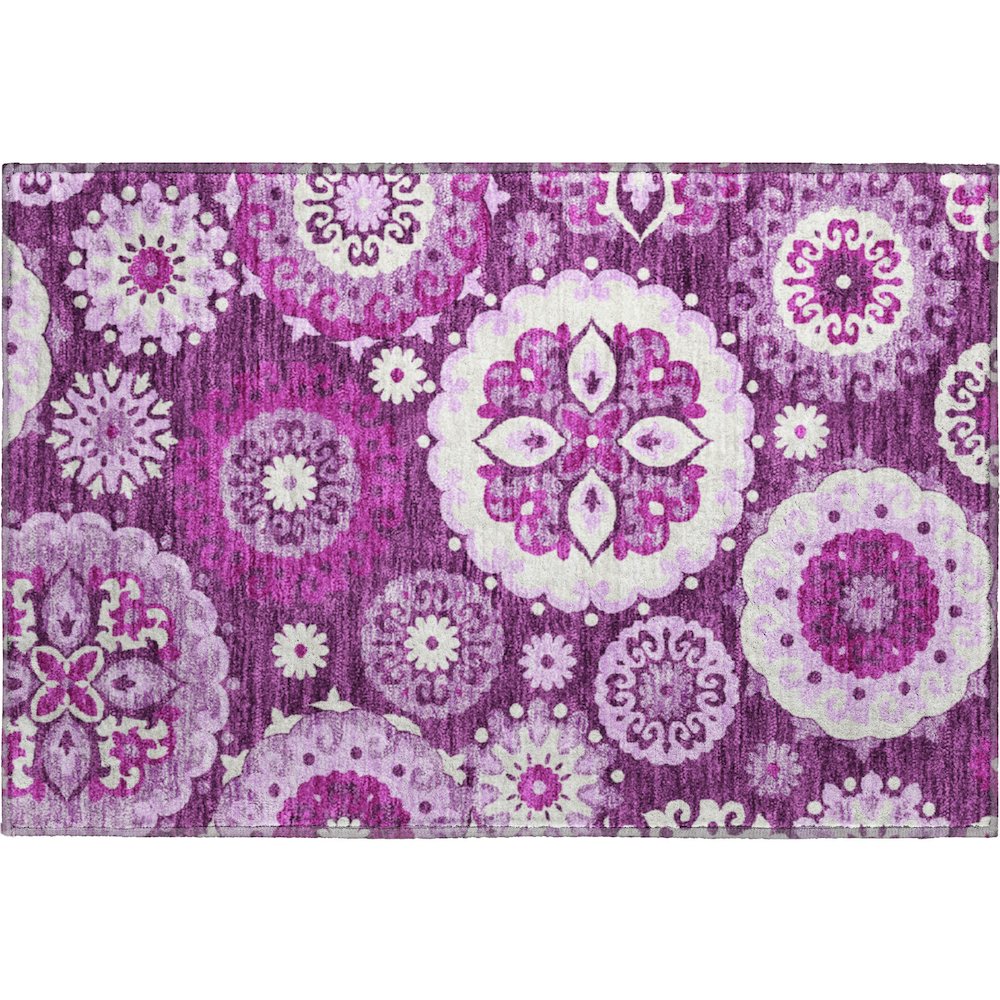 Premium Machine Washable Mayfield AMF763 Eggplant 1'8" x 2'6" Rug. Picture 1