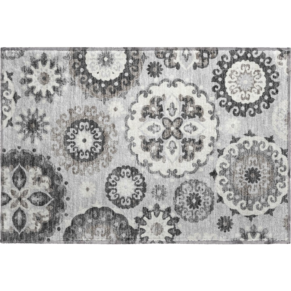 Premium Machine Washable Mayfield AMF763 Silver 1'8" x 2'6" Rug. Picture 1