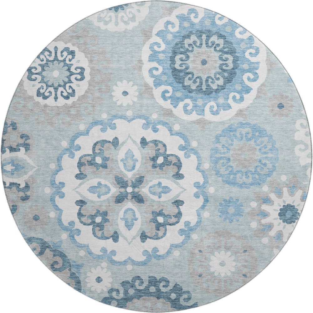 Premium Machine Washable Mayfield AMF763 Sky 8' x 8' Round Rug. Picture 1