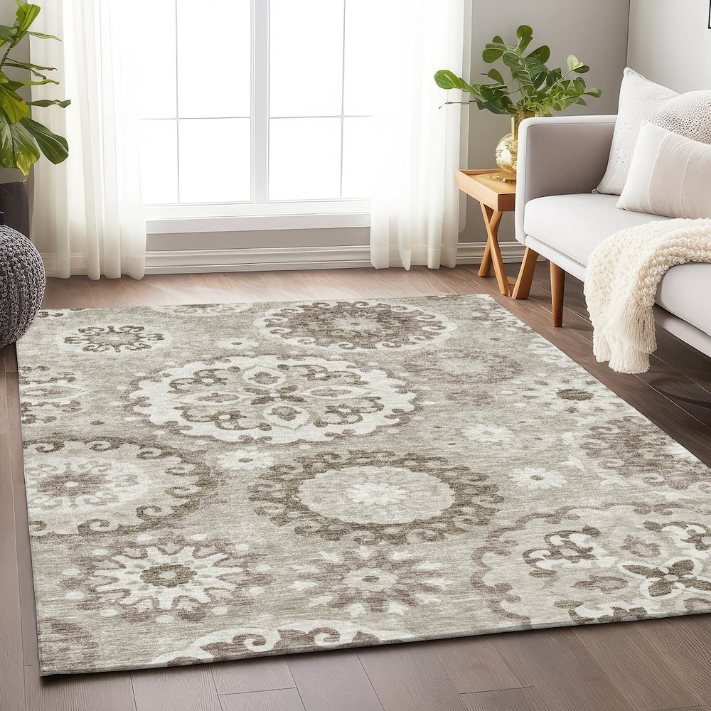 Premium Machine Washable Mayfield AMF763 Taupe 2'6" x 3'10" Rug. Picture 5