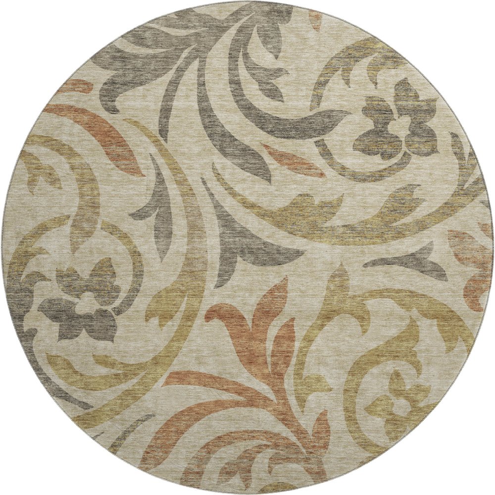 Premium Machine Washable Mayfield AMF764 Beige 8' x 8' Round Rug. Picture 1
