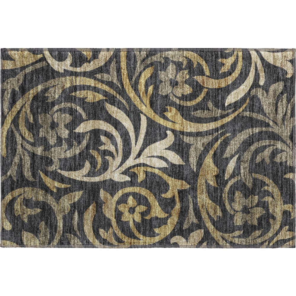 Premium Machine Washable Mayfield AMF764 Black 1'8" x 2'6" Rug. Picture 1
