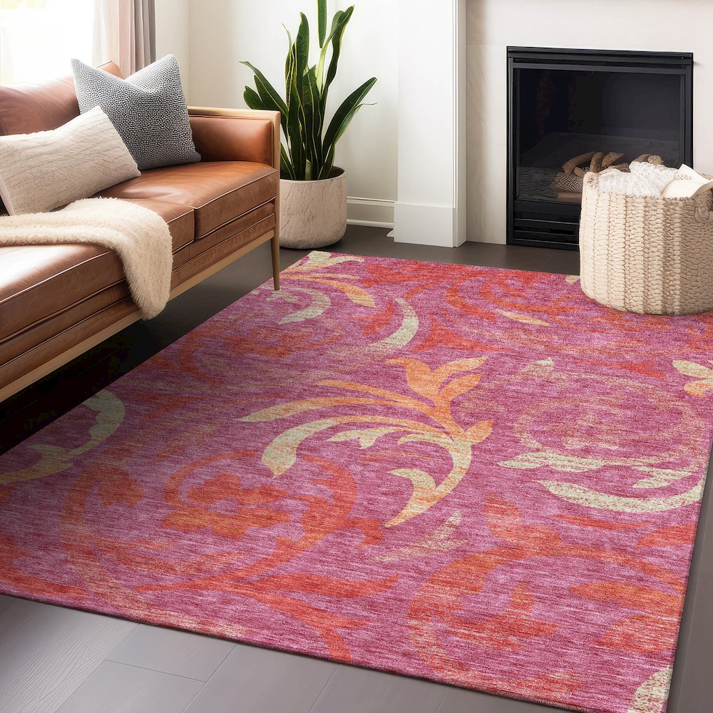 Premium Machine Washable Mayfield AMF764 Blush 2'6" x 3'10" Rug. Picture 6