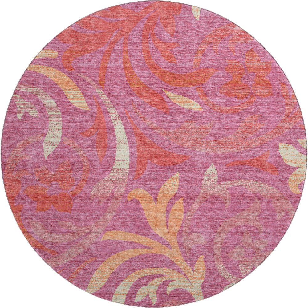 Premium Machine Washable Mayfield AMF764 Blush 8' x 8' Round Rug. Picture 1