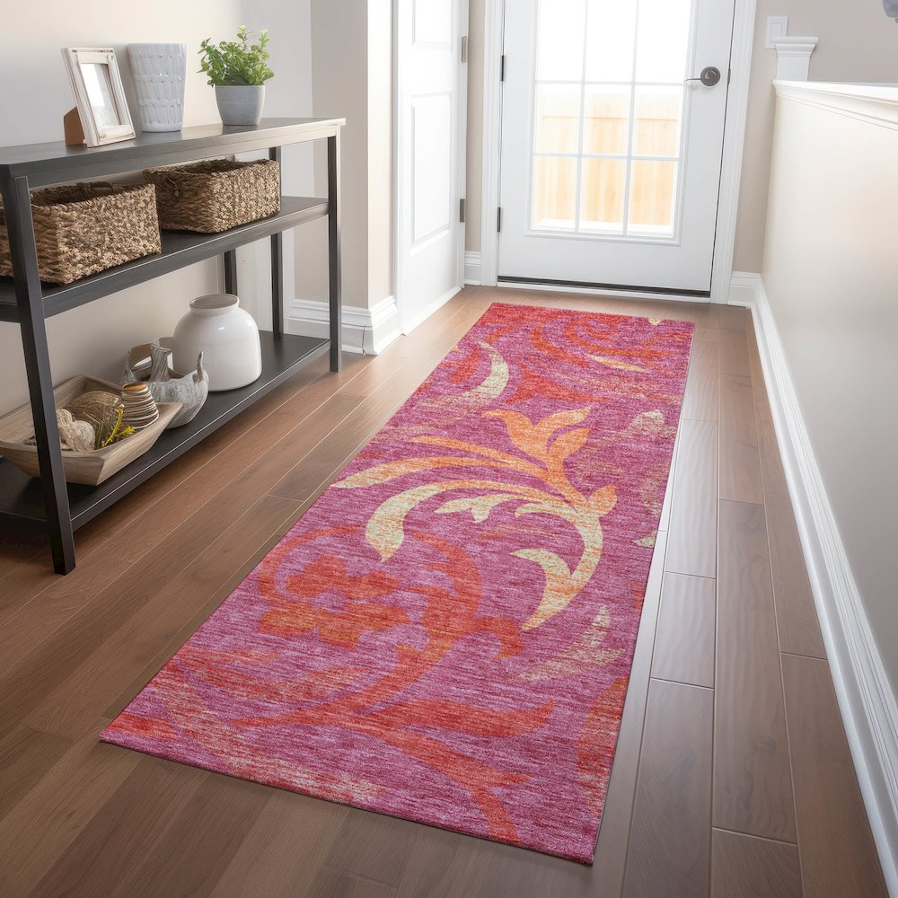 Premium Machine Washable Mayfield AMF764 Blush 2'3" x 7'6" Runner Rug. Picture 5