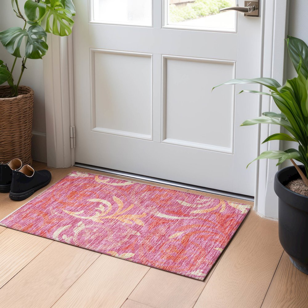 Premium Machine Washable Mayfield AMF764 Blush 1'8" x 2'6" Rug. Picture 5