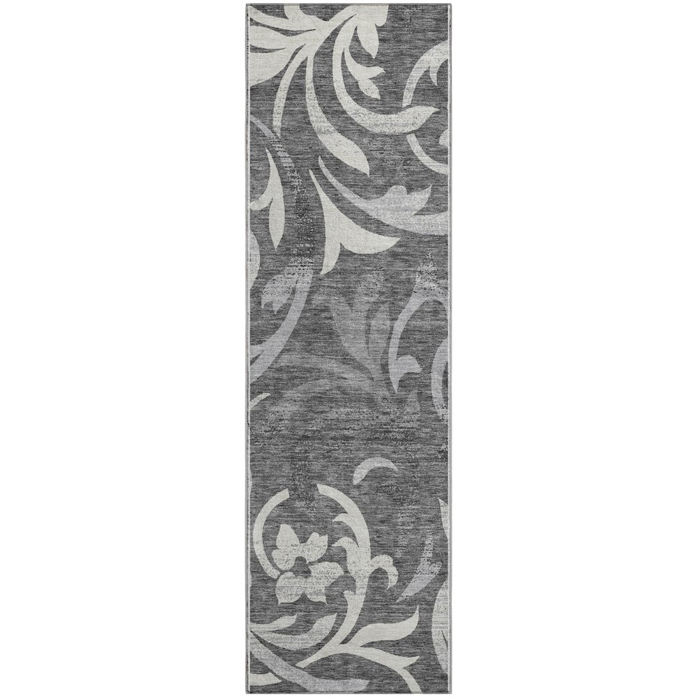 Premium Machine Washable Mayfield AMF764 Charcoal 2'3" x 7'6" Runner Rug. Picture 1