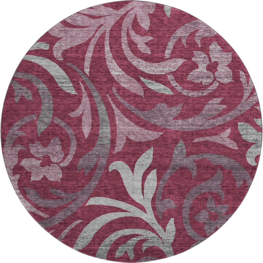 Premium Machine Washable Mayfield AMF764 Garnet 8' x 8' Round Rug. Picture 1