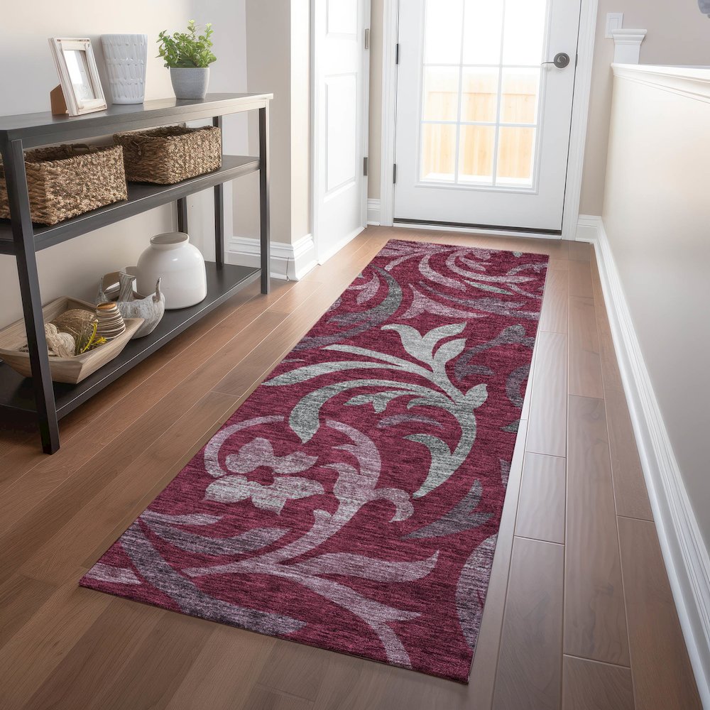 Premium Machine Washable Mayfield AMF764 Garnet 2'3" x 7'6" Runner Rug. Picture 5