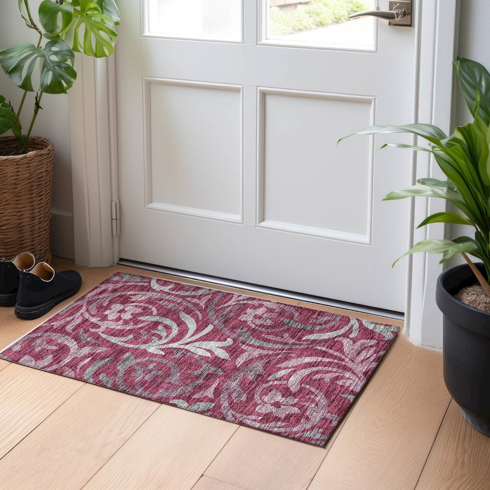 Premium Machine Washable Mayfield AMF764 Garnet 1'8" x 2'6" Rug. Picture 5