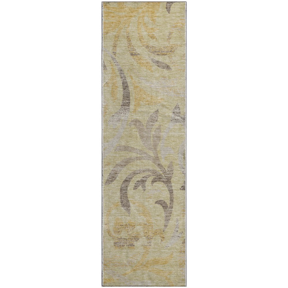 Premium Machine Washable Mayfield AMF764 Gold 2'3" x 7'6" Runner Rug. Picture 1
