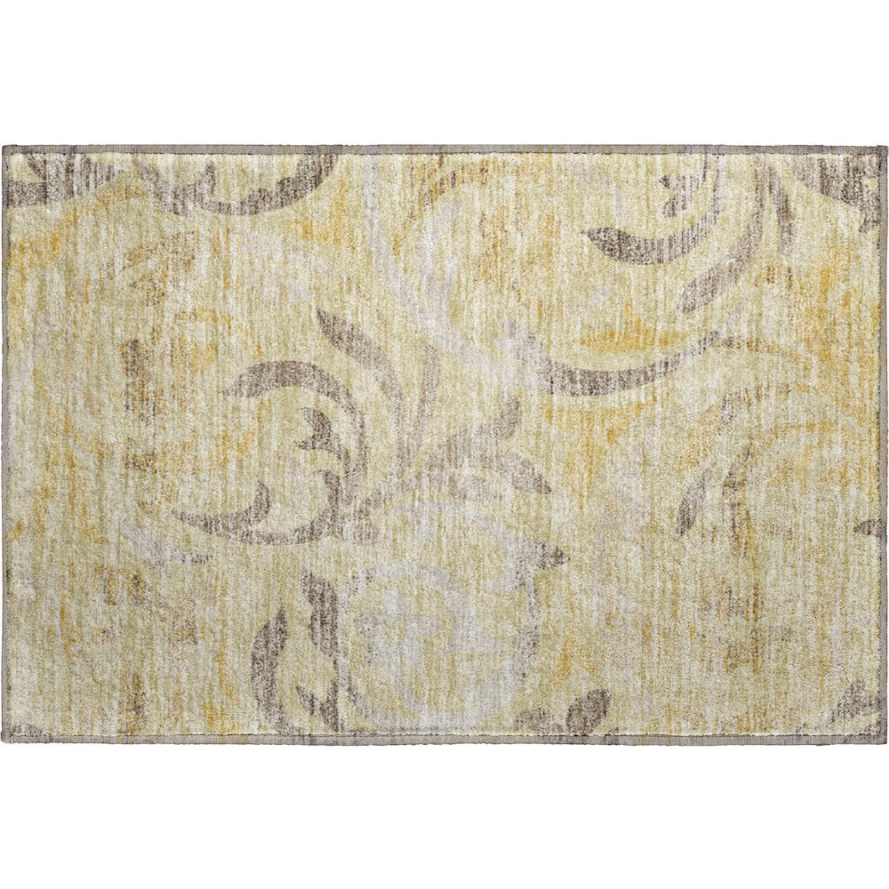 Premium Machine Washable Mayfield AMF764 Gold 1'8" x 2'6" Rug. Picture 1