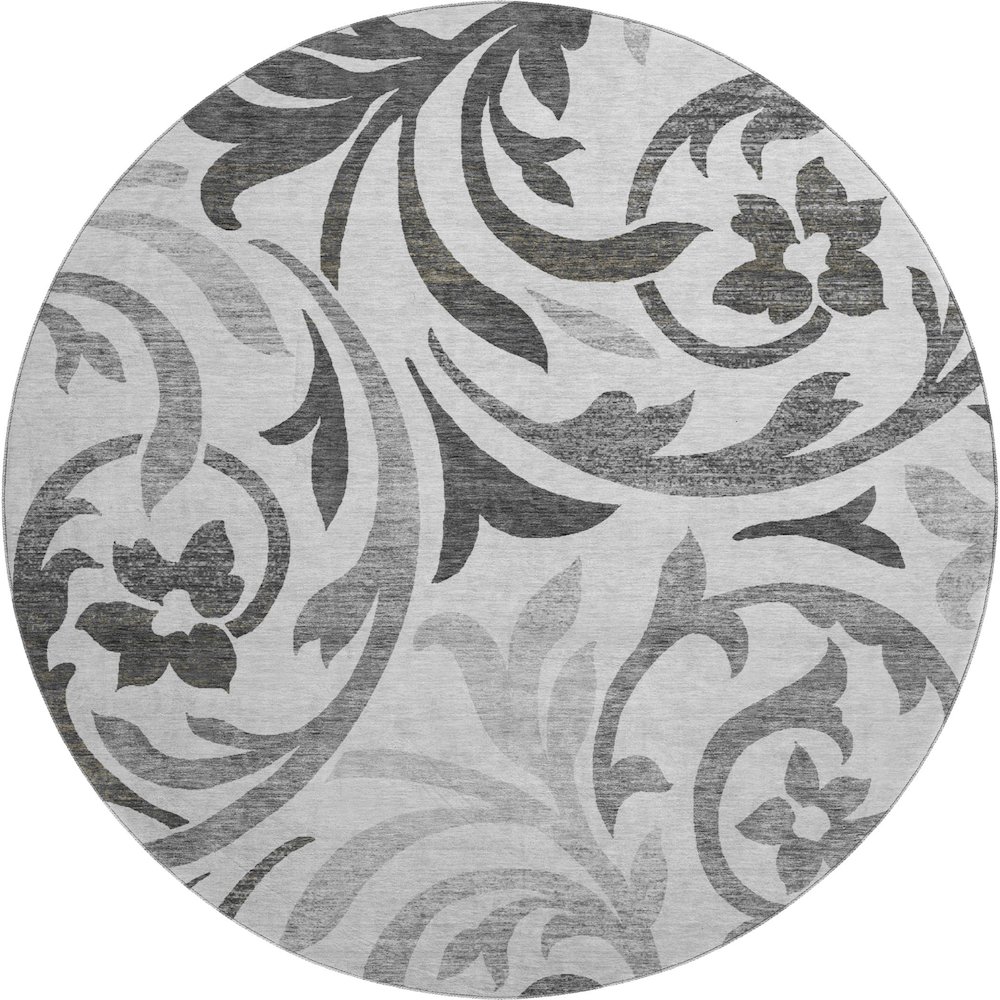 Premium Machine Washable Mayfield AMF764 Gray 8' x 8' Round Rug. Picture 1
