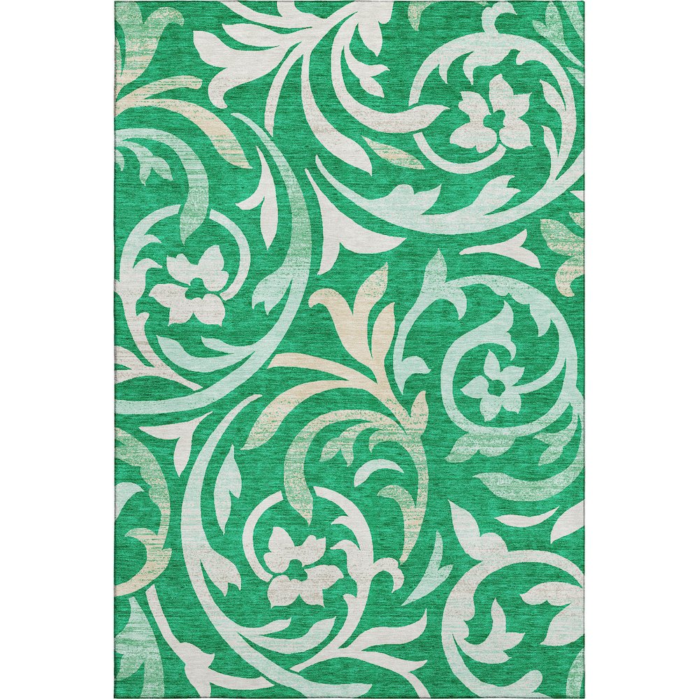 Premium Machine Washable Mayfield AMF764 Green 2'6" x 3'10" Rug. Picture 1