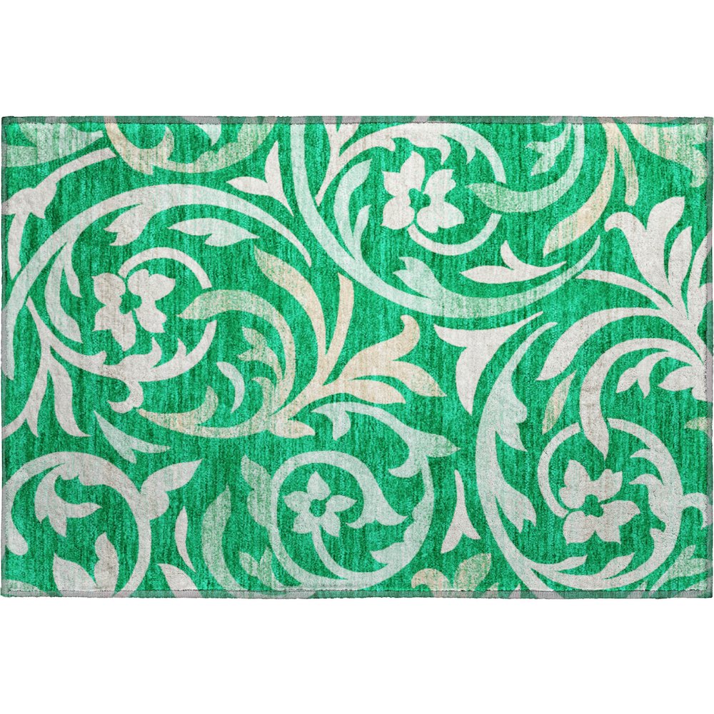 Premium Machine Washable Mayfield AMF764 Green 1'8" x 2'6" Rug. Picture 1