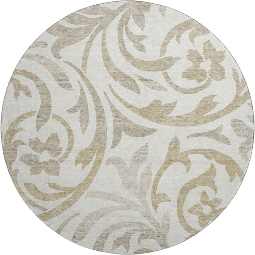Premium Machine Washable Mayfield AMF764 Ivory 8' x 8' Round Rug. Picture 1