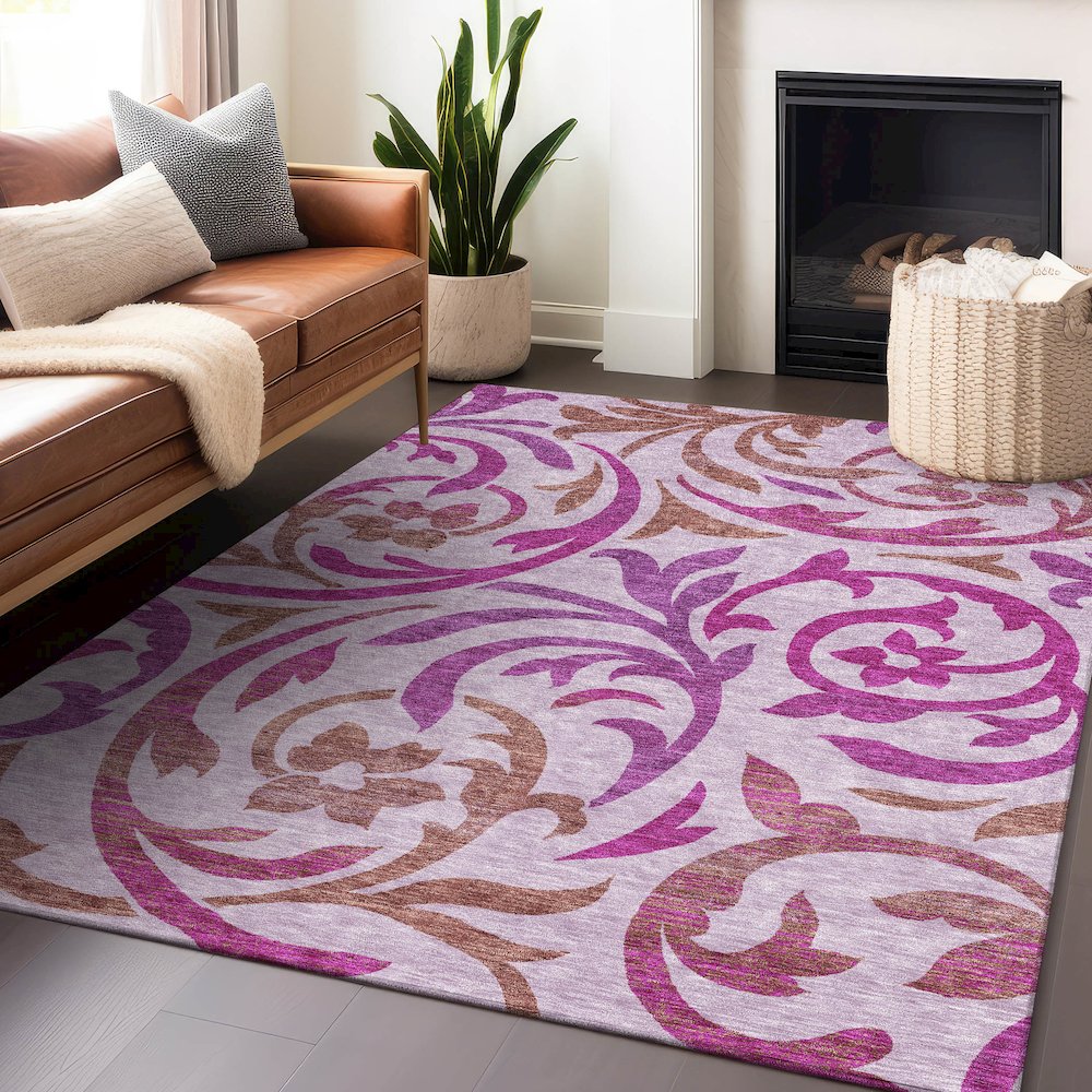 Premium Machine Washable Mayfield AMF764 Lavender 2'6" x 3'10" Rug. Picture 6