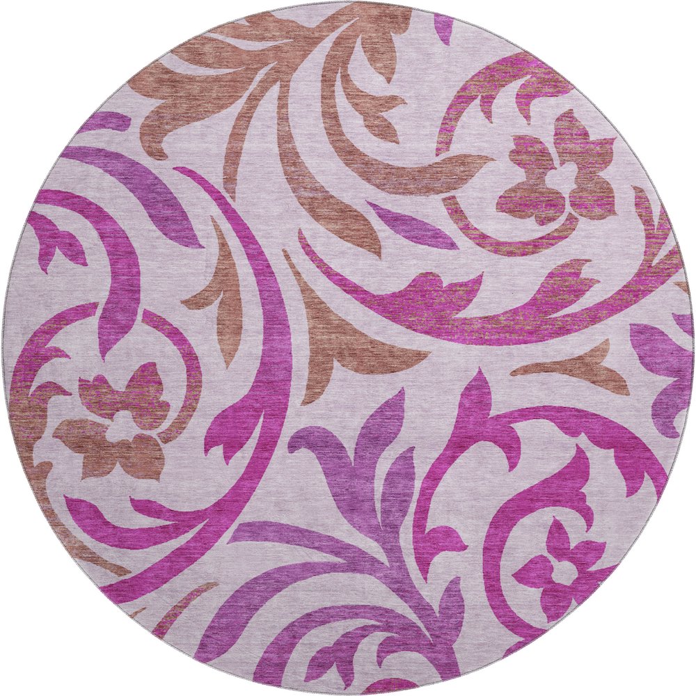 Premium Machine Washable Mayfield AMF764 Lavender 8' x 8' Round Rug. Picture 1