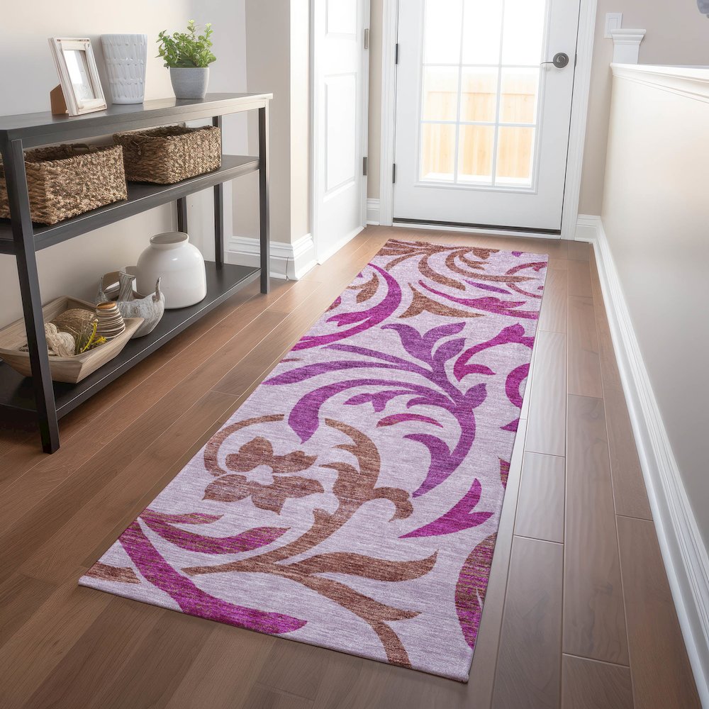 Premium Machine Washable Mayfield AMF764 Lavender 2'3" x 7'6" Runner Rug. Picture 5