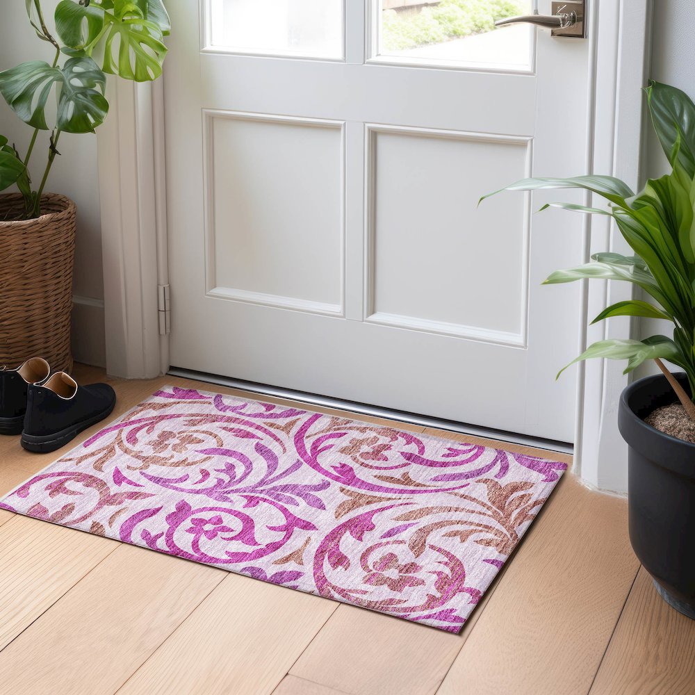 Premium Machine Washable Mayfield AMF764 Lavender 1'8" x 2'6" Rug. Picture 5