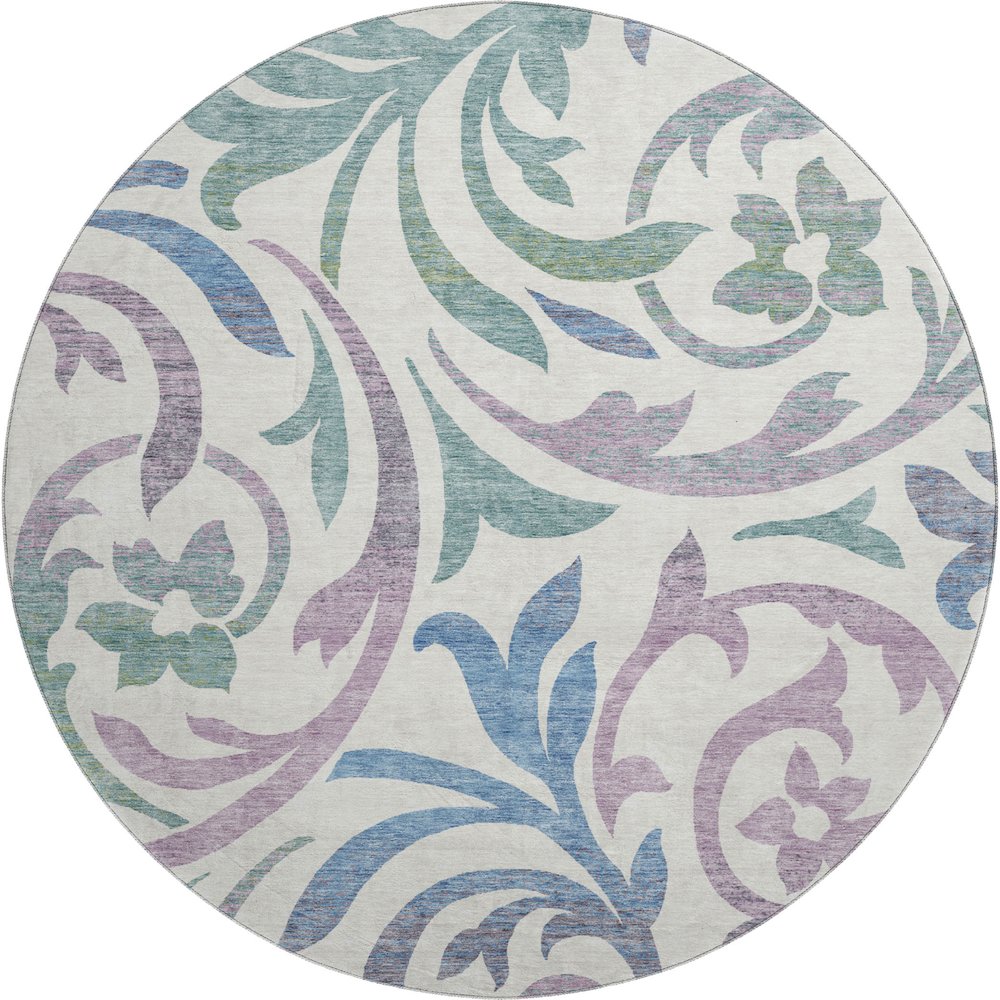 Premium Machine Washable Mayfield AMF764 White 8' x 8' Round Rug. Picture 1