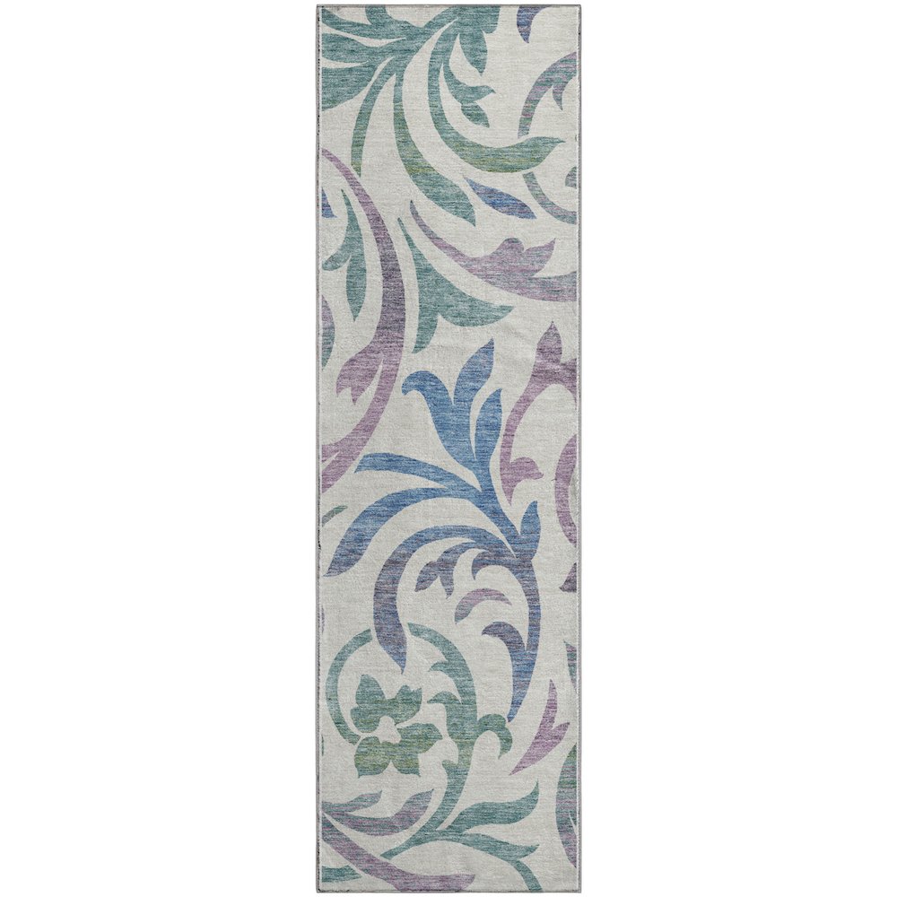 Premium Machine Washable Mayfield AMF764 White 2'3" x 7'6" Runner Rug. Picture 1