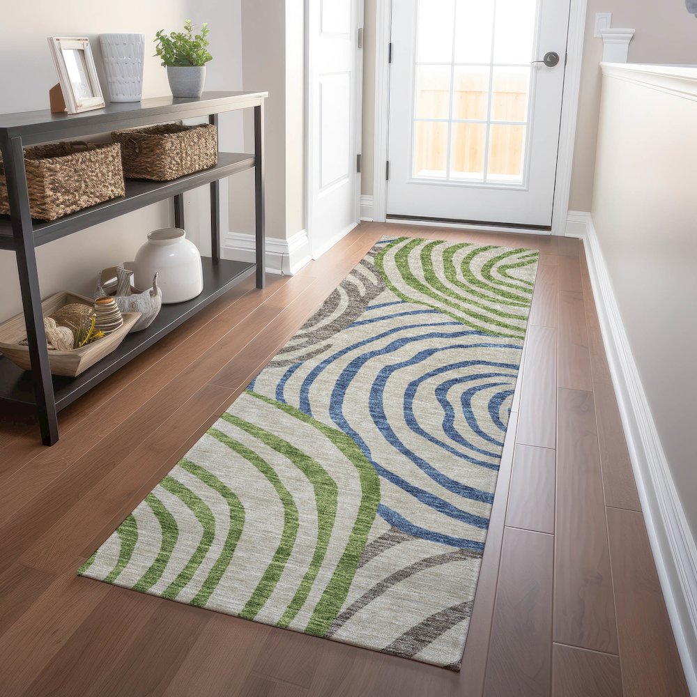 Premium Machine Washable Mayfield AMF765 Beige 2'3" x 7'6" Runner Rug. Picture 5