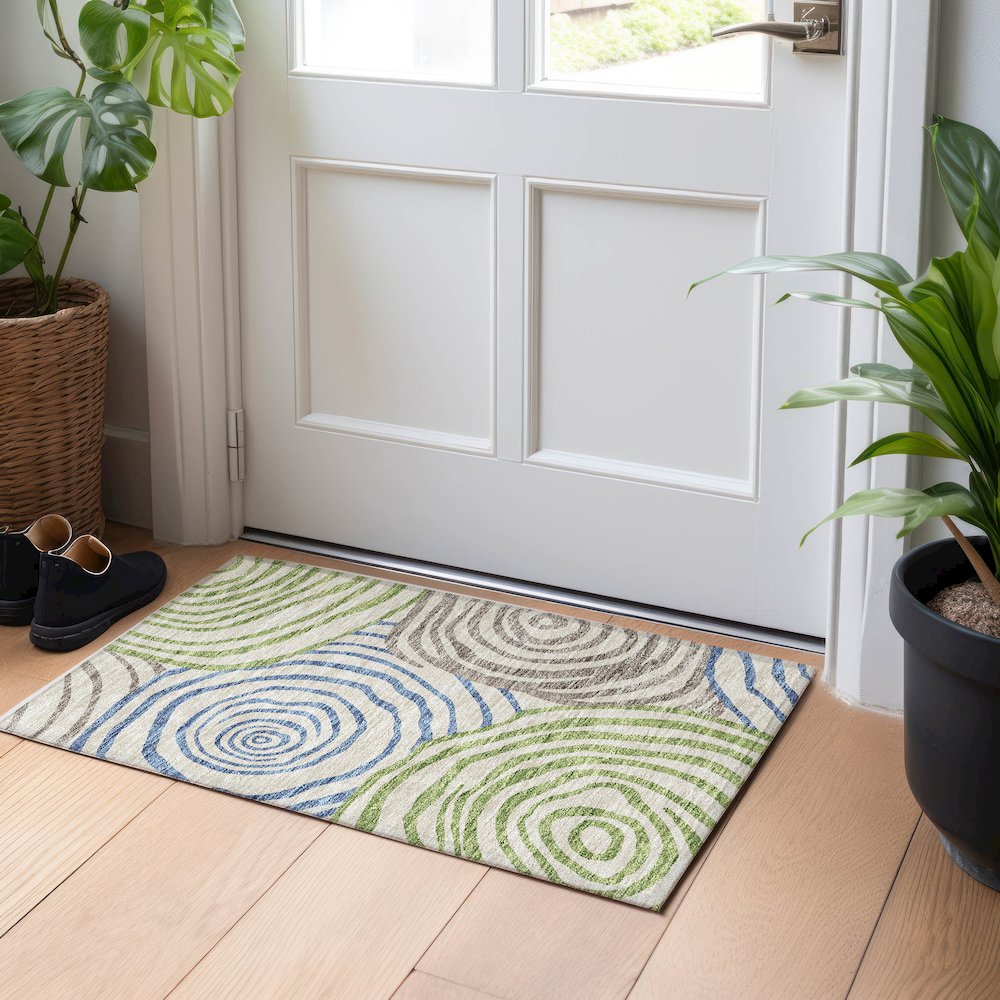 Premium Machine Washable Mayfield AMF765 Beige 1'8" x 2'6" Rug. Picture 5