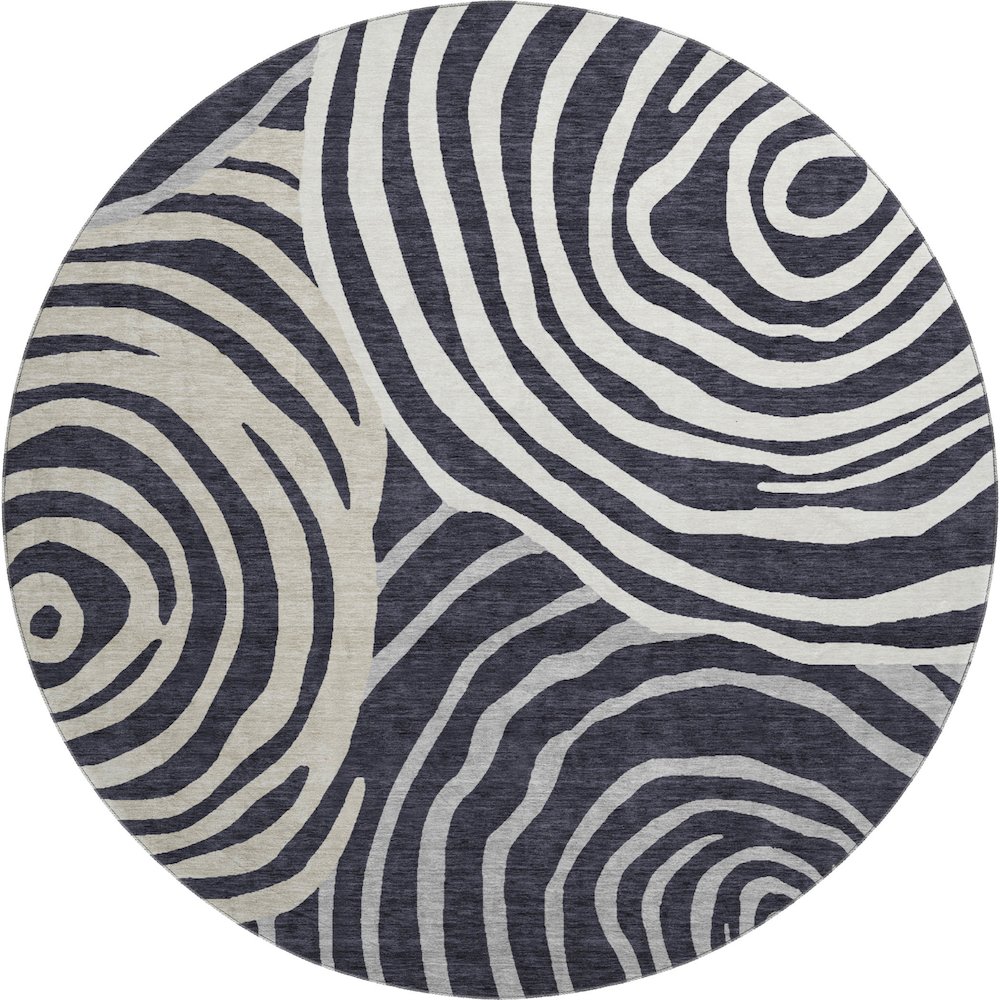 Premium Machine Washable Mayfield AMF765 Black 8' x 8' Round Rug. Picture 1