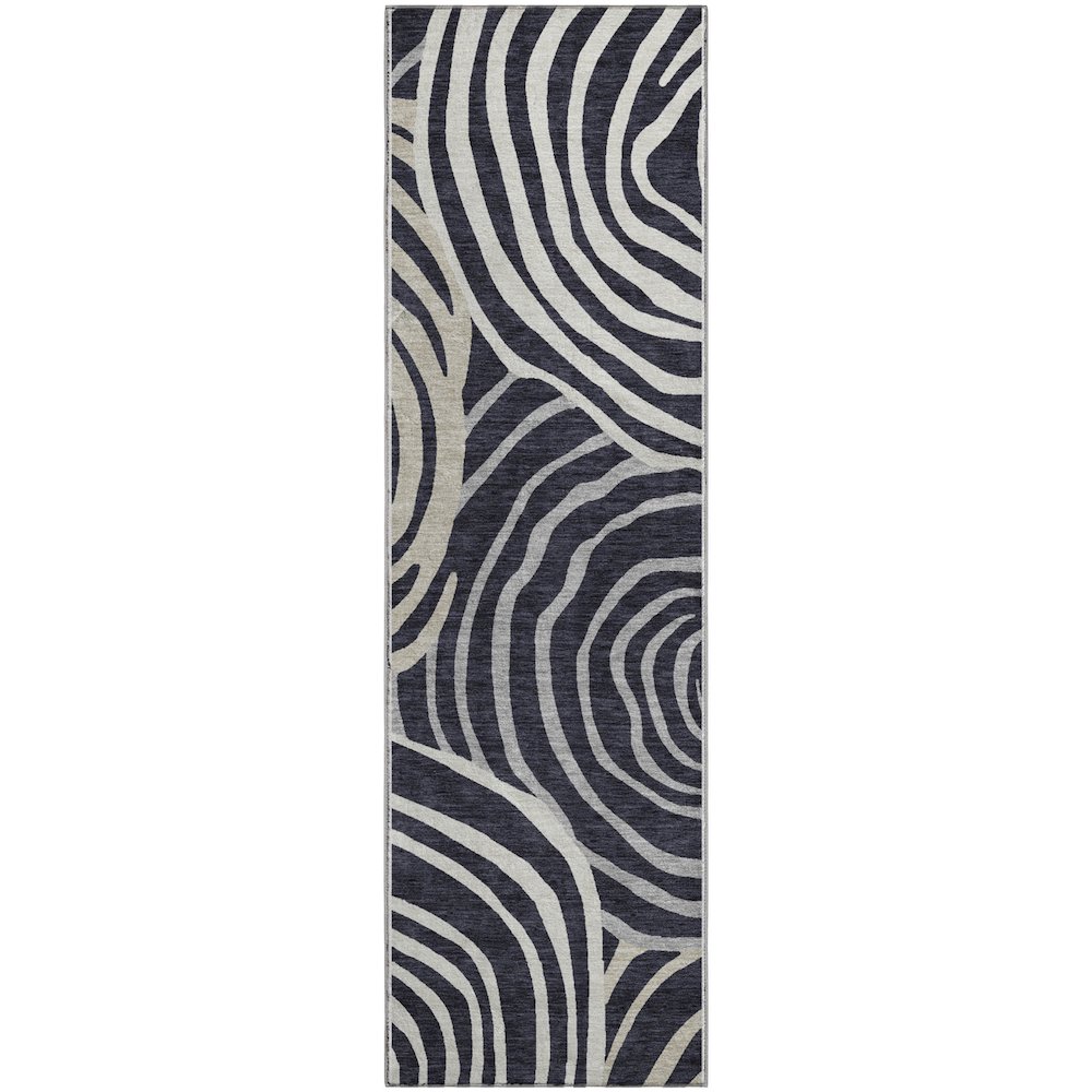 Premium Machine Washable Mayfield AMF765 Black 2'3" x 7'6" Runner Rug. Picture 1