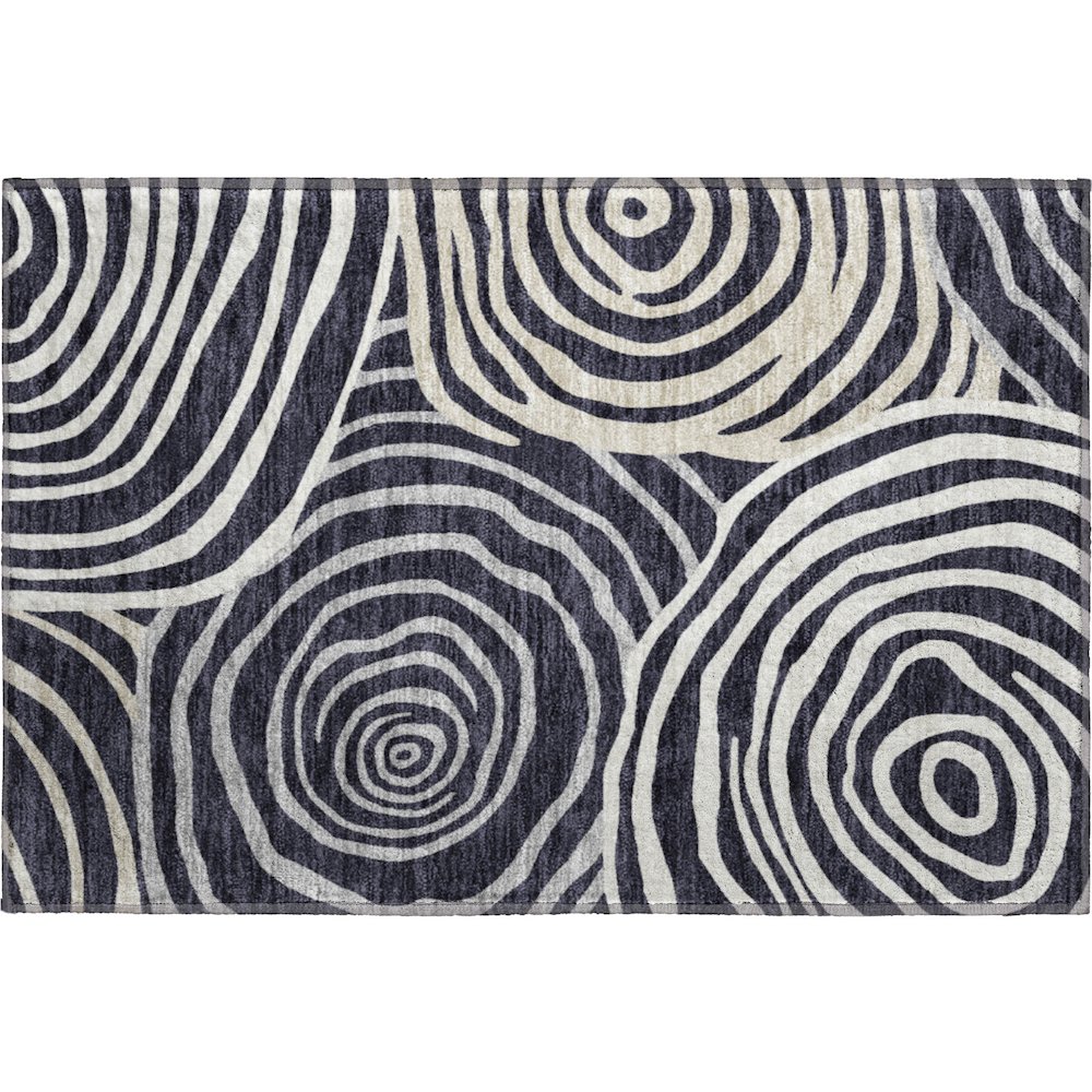 Premium Machine Washable Mayfield AMF765 Black 1'8" x 2'6" Rug. Picture 1