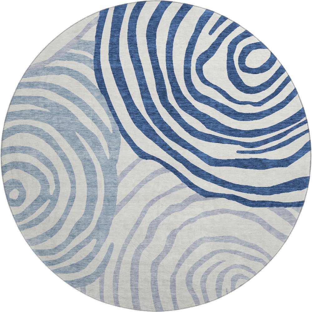 Premium Machine Washable Mayfield AMF765 Blue 8' x 8' Round Rug. Picture 1