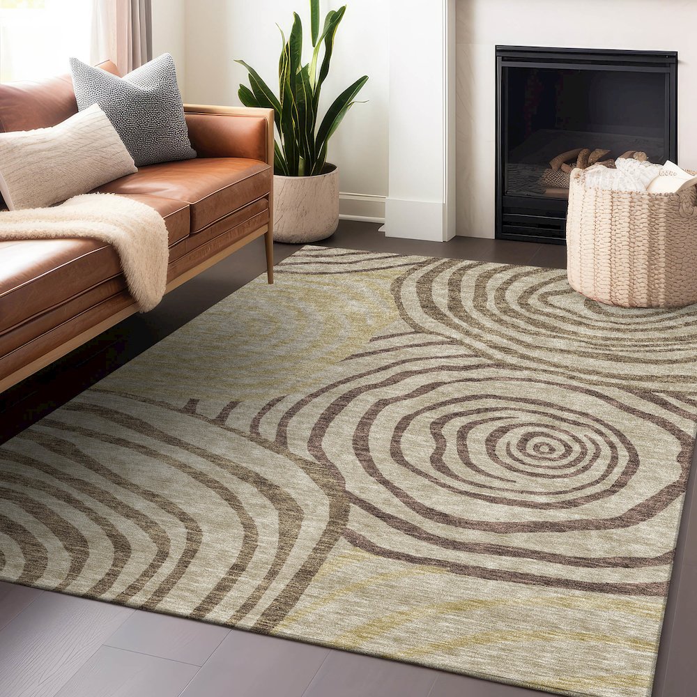 Premium Machine Washable Mayfield AMF765 Brown 2'6" x 3'10" Rug. Picture 6