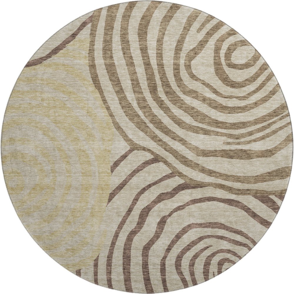 Premium Machine Washable Mayfield AMF765 Brown 8' x 8' Round Rug. Picture 1