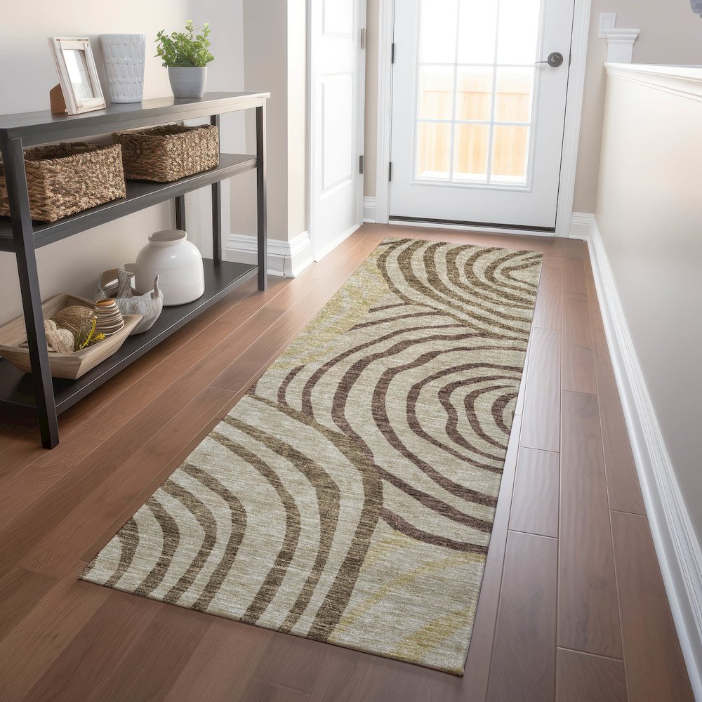 Premium Machine Washable Mayfield AMF765 Brown 2'3" x 7'6" Runner Rug. Picture 5