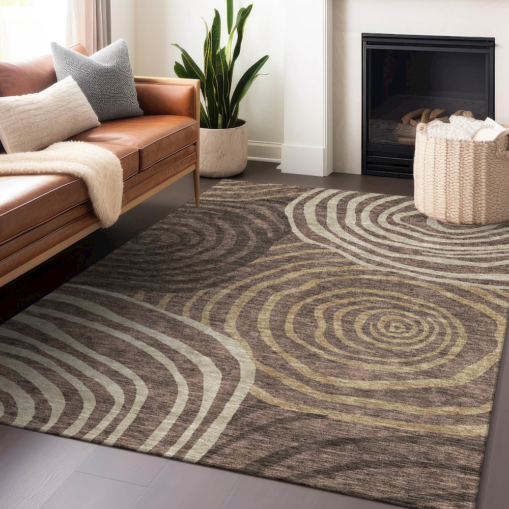Premium Machine Washable Mayfield AMF765 Fudge 2'6" x 3'10" Rug. Picture 6
