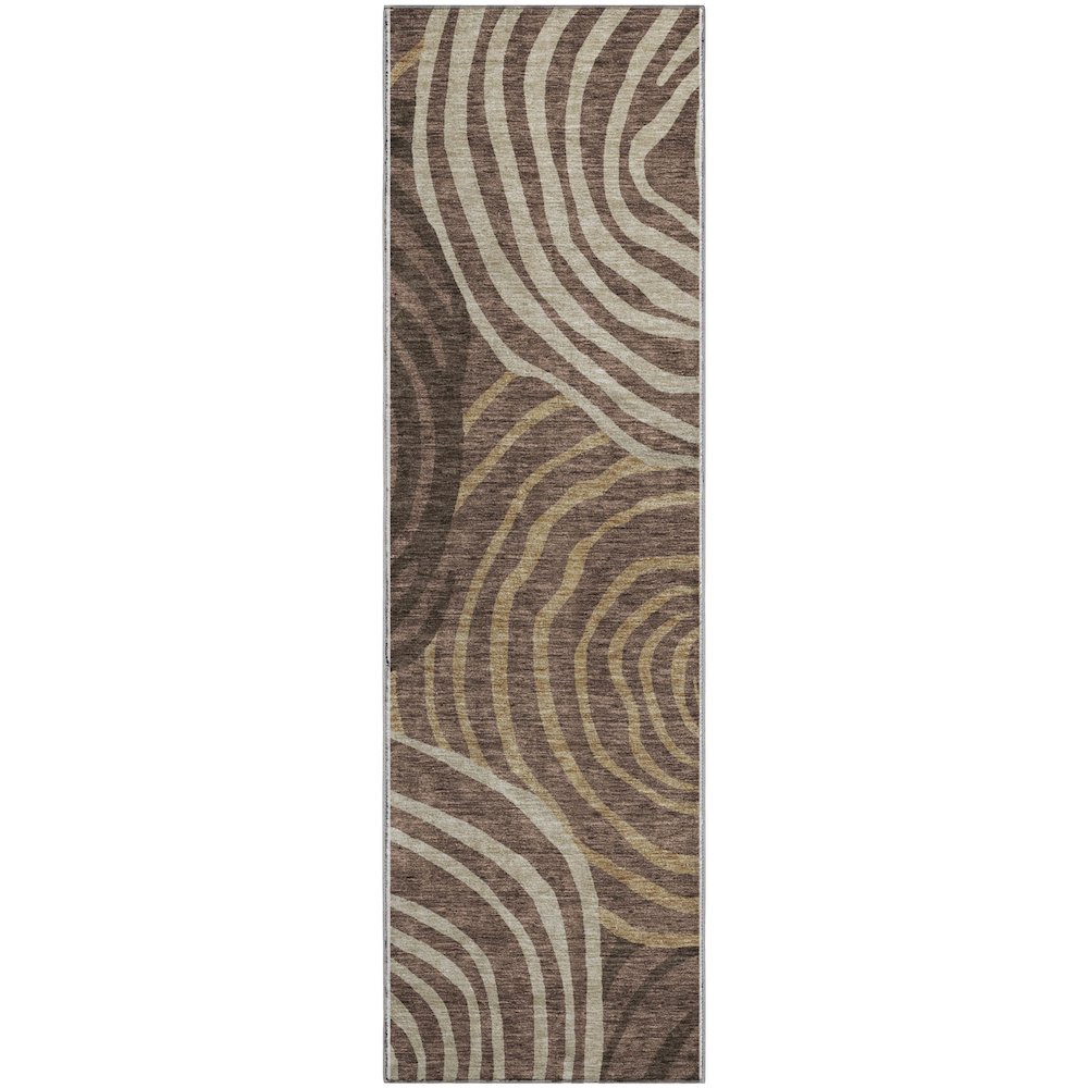 Premium Machine Washable Mayfield AMF765 Fudge 2'3" x 7'6" Runner Rug. Picture 1