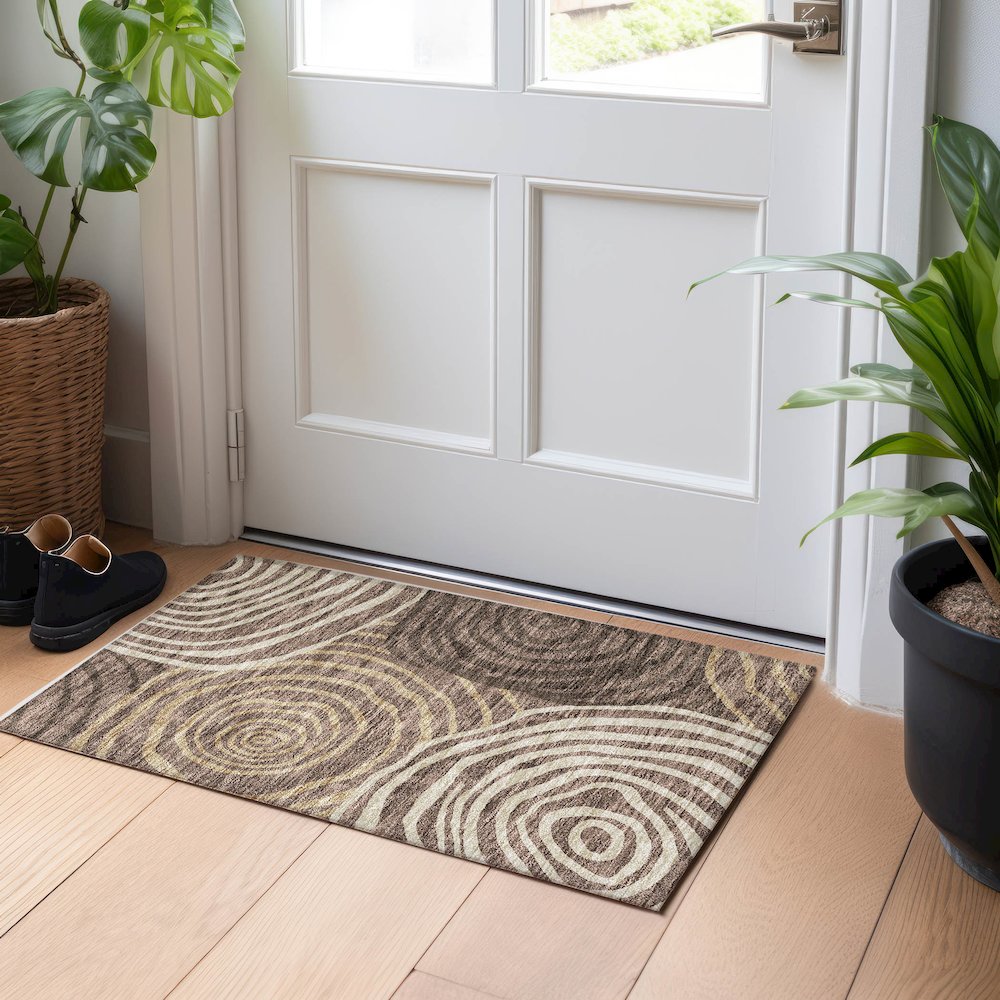 Premium Machine Washable Mayfield AMF765 Fudge 1'8" x 2'6" Rug. Picture 5