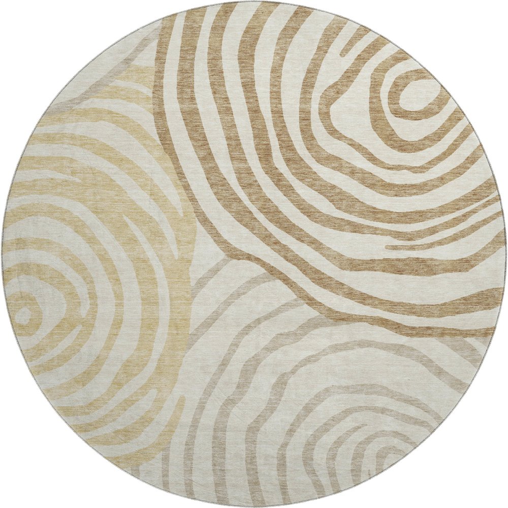 Premium Machine Washable Mayfield AMF765 Gold 8' x 8' Round Rug. Picture 1