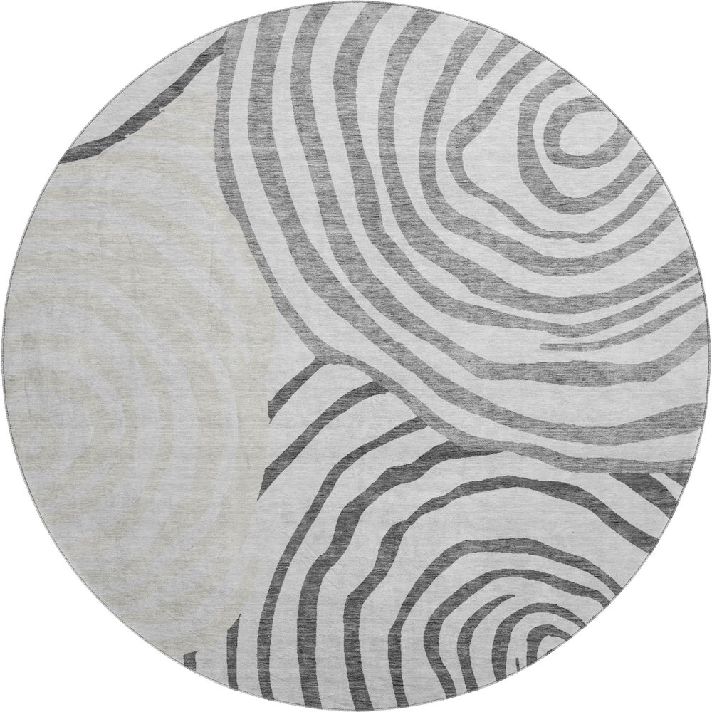 Premium Machine Washable Mayfield AMF765 Gray 8' x 8' Round Rug. Picture 1