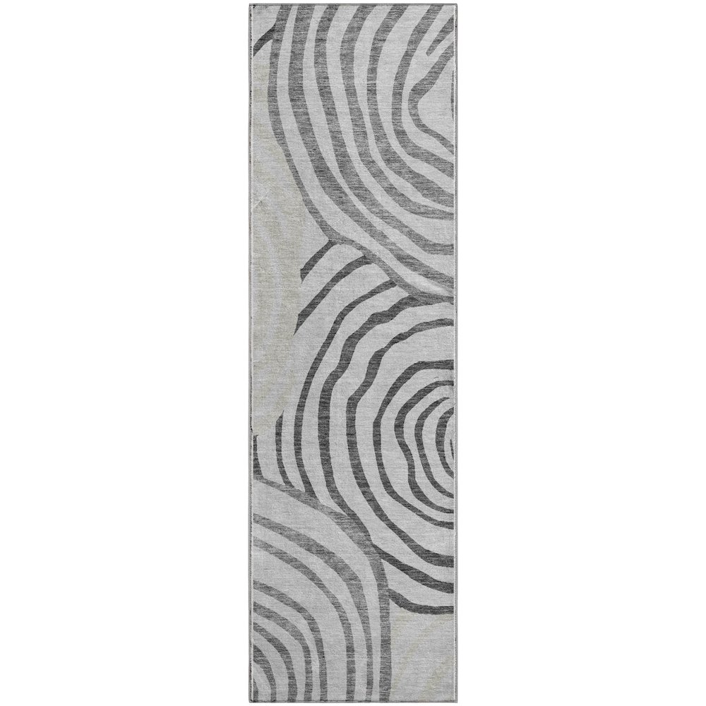 Premium Machine Washable Mayfield AMF765 Gray 2'3" x 7'6" Runner Rug. Picture 1