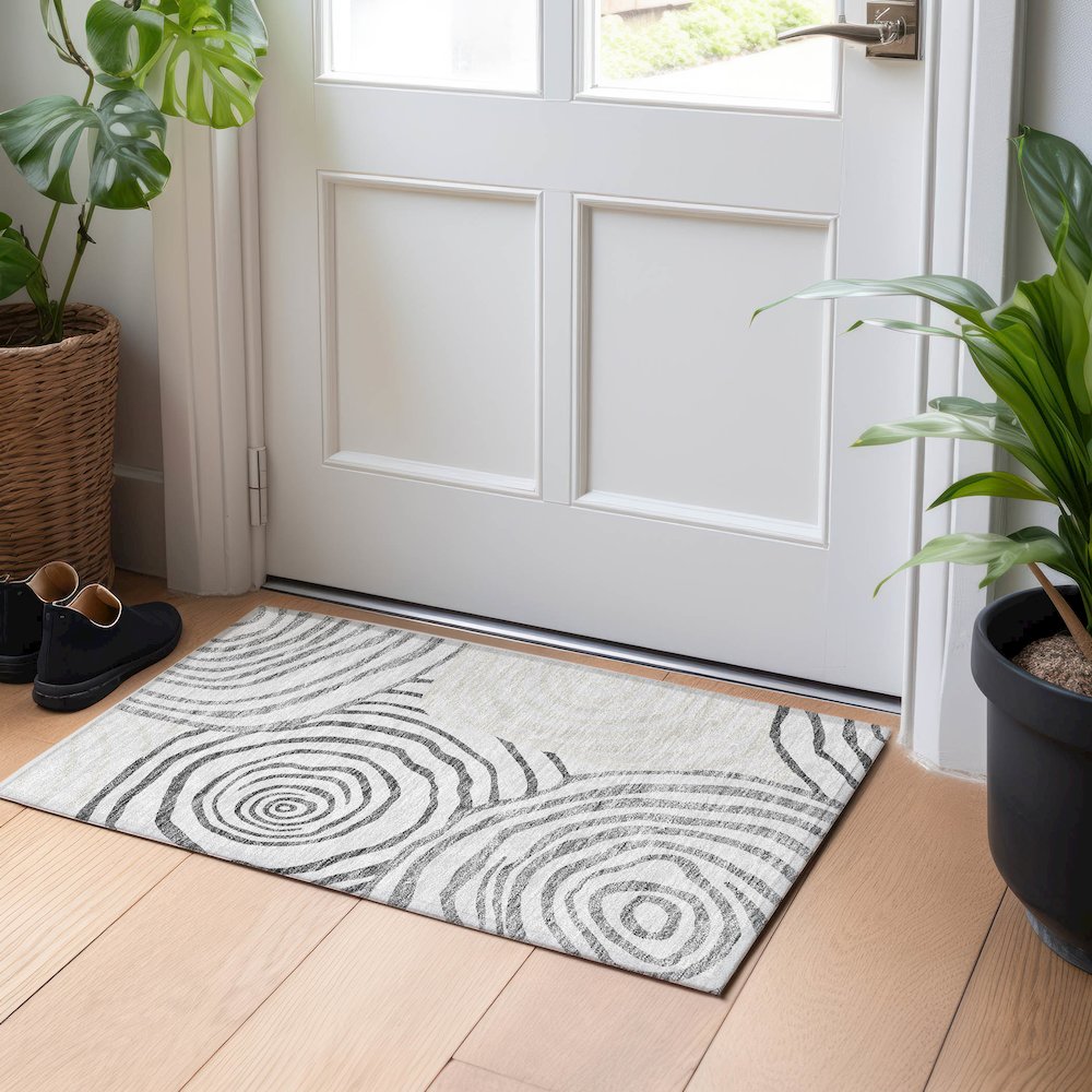 Premium Machine Washable Mayfield AMF765 Gray 1'8" x 2'6" Rug. Picture 5